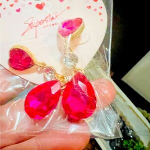 Pink  stone costume jewelry earrings